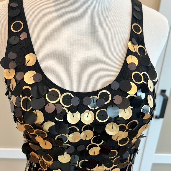 Michael Kors Black and Gold Sequin Midi Dress - Picture 6 of 8